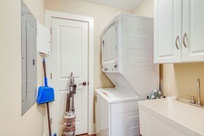 Hair dryer, towels
