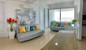 Standard Apartment | Living area | 32-inch LCD TV with cable channels, TV, heated floors