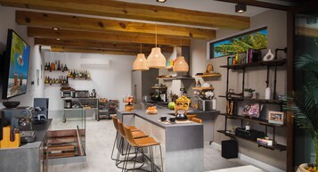 Signature Villa, Hot Tub, Ocean View | Private kitchen | Mini-fridge, microwave, oven, stovetop