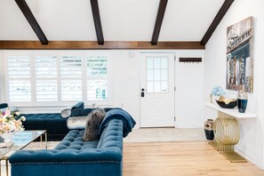 75-inch Smart TV with cable channels, TV, fireplace