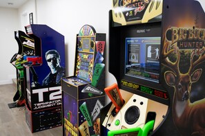 Game room - Modern Riverfront Retreat w/ Arcade, Golf, & Pool Table (Three Rivers)