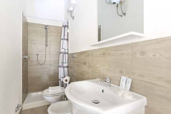 Dusche, Haartrockner, Bidet, Handtücher