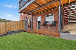 Enjoy the expansive deck with a view of the surrounding landscape.