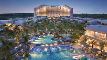 2 outdoor pools, pool umbrellas, pool loungers