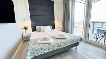 Departamento Confort, 1 habitación, balcón, torre | 1 habitación, ropa de cama de alta calidad y decoración personalizada