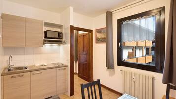 Fridge, microwave, stovetop, electric kettle