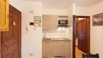 Fridge, microwave, stovetop, electric kettle