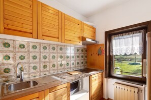 Fridge, microwave, stovetop, electric kettle