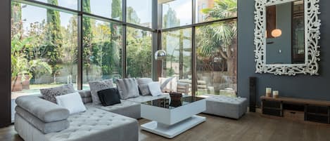 Televisión y chimenea