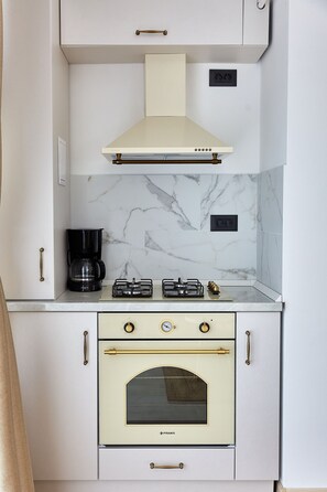 Exclusive Apartment | Private kitchen | Fridge, microwave, oven, stovetop
