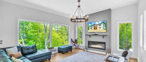 Televisión y chimenea