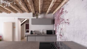 Fridge, microwave, dishwasher, electric kettle