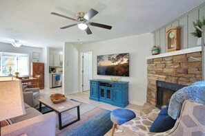 TV, fireplace, offices