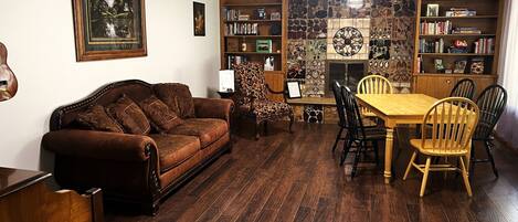 Smart TV, DVD player, books, video library