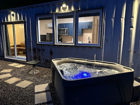 Terrace/patio. THIS IS THE ONE! SHIPPING CONTAINER CABIN-VIEW-WIFI-NATURAL BRIDGE-NADA TUNNEL