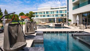 3 indoor pools, seasonal outdoor pool