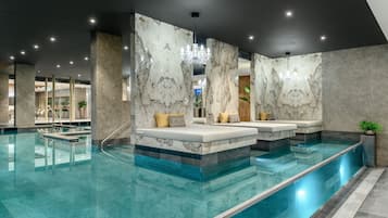 3 indoor pools, seasonal outdoor pool