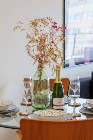 1 bedroom, desk, iron/ironing board, bed sheets