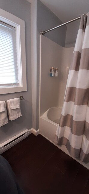 Hair dryer, towels, toilet paper