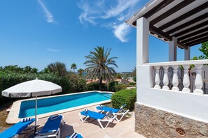 Pool - Villa with Air conditioning 3 bedrooms 2 bathrooms Sea views (Son Bou)