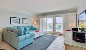 TV - Water’s Edge | Oceanfront Deck with Sunrise Views in Mariner’s Walk (Isle of Palms)