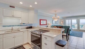 Fridge, microwave, dishwasher, coffee/tea maker