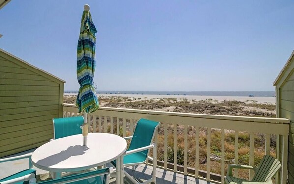 Outdoor dining - Water’s Edge | Oceanfront Deck with Sunrise Views in Mariner’s Walk (Isle of Palms)