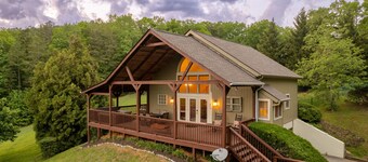 Smoky Mountain retreat - game room, theater, hot tub, fire pit & view near park!