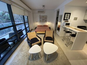 Appartement Confort, 1 grand lit, vue parc, en angle | 1 chambre, literie de qualité supérieure, couette en duvet d'oie