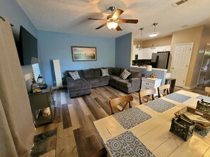 Smart TV, DVD player, books, video library