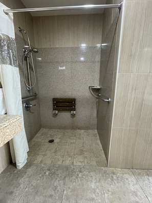 Economy Single Room, 1 Queen Bed, Accessible, Smoking | Accessible bathroom