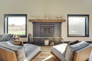 TV, fireplace, computer monitors