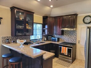 House | Private kitchen | Electric kettle, cookware/dishes/utensils - Soleil House with a view (St. Ann's Bay)