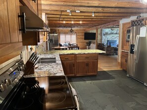 Fridge, microwave, dishwasher, coffee/tea maker