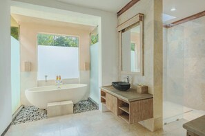 Villa, 2 Bedrooms, Pool View | Bathroom | Free toiletries, hair dryer, slippers, towels