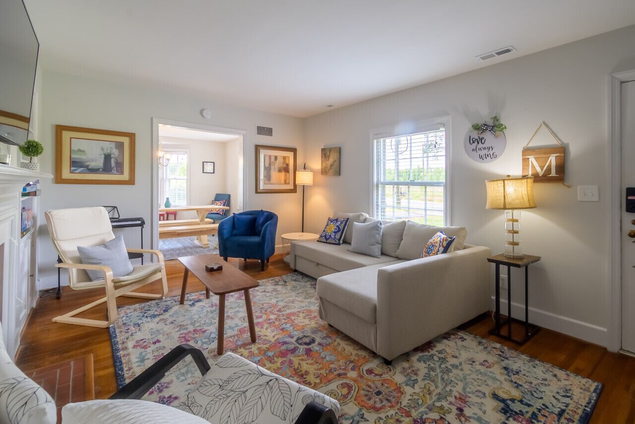 Smart TV, fireplace, foosball, music library