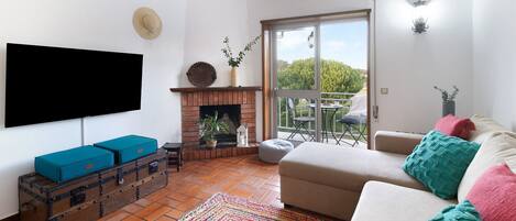 Télévision, cheminée