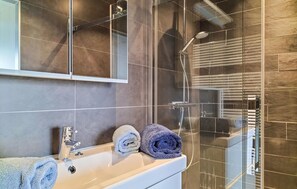 Shower, hair dryer - 1 bedroom lovely apartment in Oostende (Oostende)