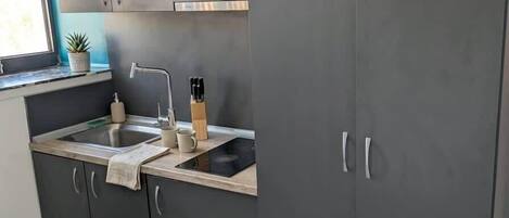 Fridge, microwave, stovetop, toaster