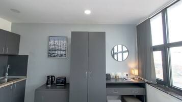 Fridge, microwave, stovetop, toaster