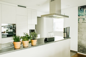 Réfrigérateur, micro-ondes, four, plaque de cuisson