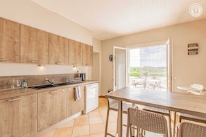 Microwave, oven, dishwasher, high chair