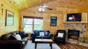 Smart TV, chimenea, videojuegos y reproductor de DVD 