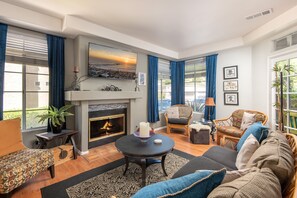 Televisión y chimenea