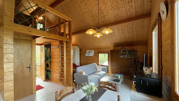 Living area - Cozy forest cottage with pets allowed, all-inclusive (Saint-Bonnet-Tronçais)
