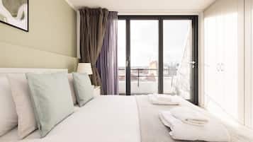 Hypo-allergenic bedding, individually furnished, iron/ironing board