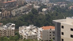 Un paysage urbain avec de nombreux bâtiments, dont certains ont des toits plats et d’autres des toits inclinés, le tout entouré de verdure.