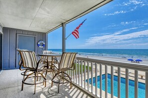 Outdoor dining - Mariner's Watch 203 - Two Bedroom, Two Bathroom, Oceanfront Condo (Garden City Beach)