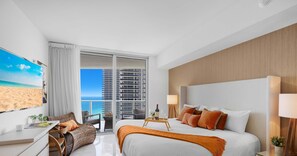 1 bedroom, desk, iron/ironing board, travel crib