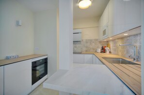 Fridge, microwave, oven, stovetop - Sea View. Near Beach. 3 Bedrooms. Terrace. Aircon (Cannes)